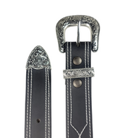 1.5" (38mm) Black Western Style Gunslinger Leather Belt Handmade in Canada by Zelikovitz