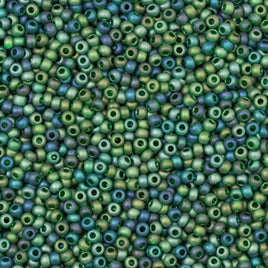10/0 Transparent Matt Med Green Czech Glass Seed Beads 40 Grams
