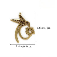 Hummingbird Flower Charm Gold
