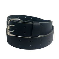 1.5" Black Full Grain Oiled Buffalo Leather Belts 2 Prong Double Holes