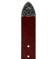 1.5" (38mm) Cherry Western Style Leather Belt Handmade in Canada by Zelikovitz
