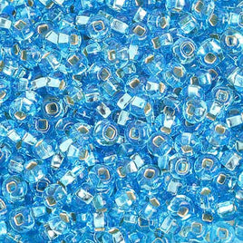 6/0 Silver Lined Aqua Czech Glass Seed Beads 40 Grams