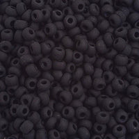 6/0 Opaque Black Matt Czech Glass Seed Beads 40 Grams