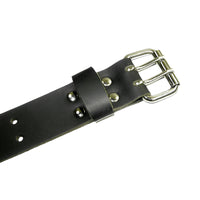 1.5" Black Full Grain Oiled Buffalo Leather Belts 2 Prong Double Holes