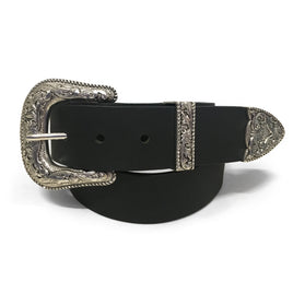 1.5" (38mm) Black Western Style Leather Belt Handmade in Canada by Zelikovitz Size 26 - 60