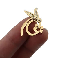 Hummingbird Flower Charm Gold