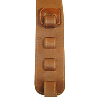 Adjustable Guitar Strap II Full Grain Cowhide Leather Stitched Acoustic or Electric - Tan