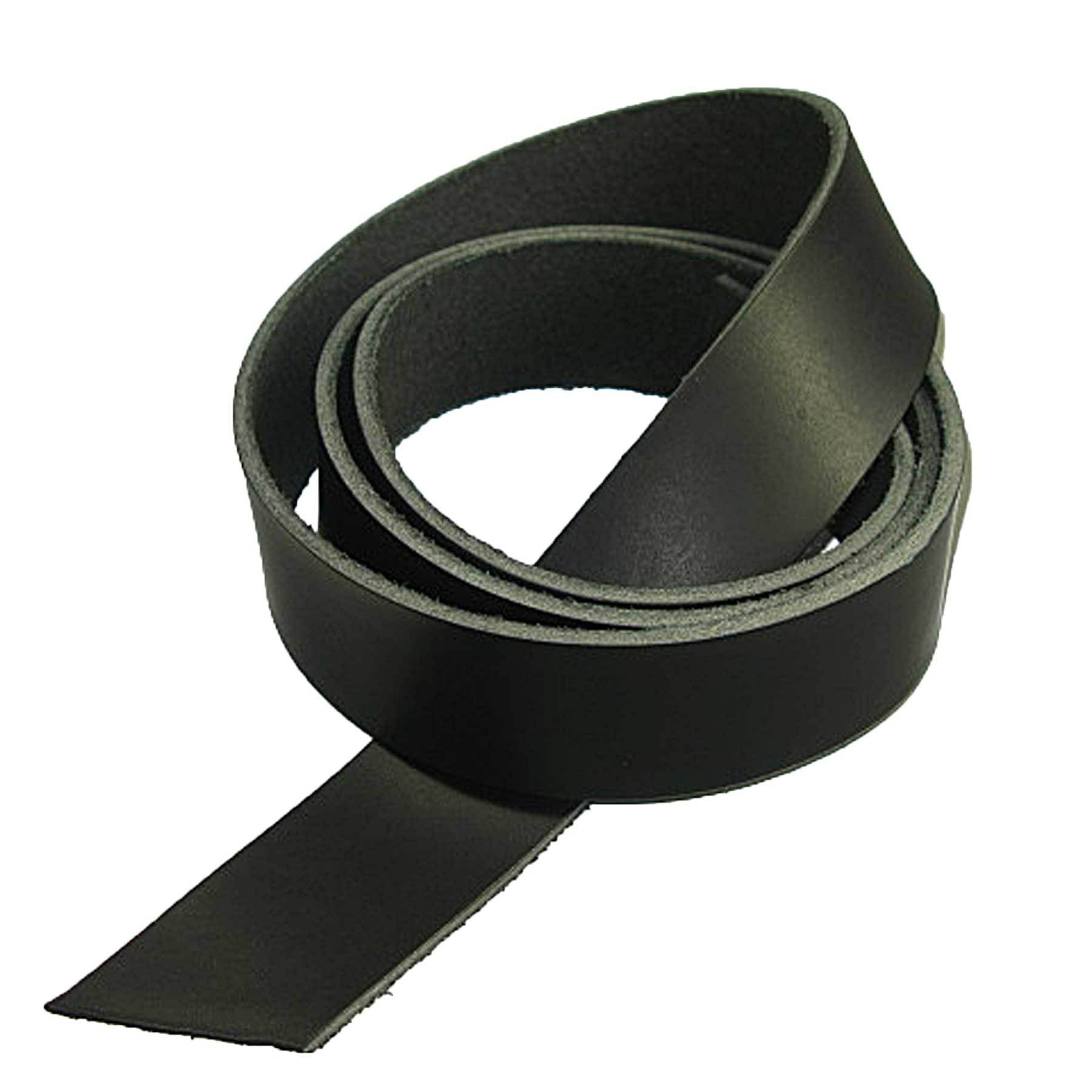 Genuine Vegetable Tanned Leather Strip Belt Blank Black 1-1/2
