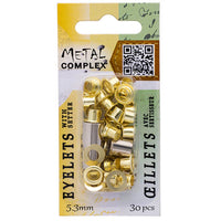 Eyelets with Setter 5.3mm Hole Gold 30pcs