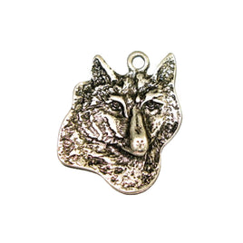 Pendant - Wolf's Head Large Antique Silver Lead Free Nickel Free