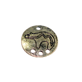 Pendant - Animal Shield 4 Holes Antique Silver Lead Free Nickel Free