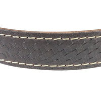 1" Handmade Solid Buffalo Leather Dog Collar Basket Weave Brown