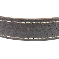 1" Handmade Solid Buffalo Leather Dog Collar Basket Weave Brown
