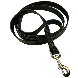 6 Foot Black Leather Dog Leash Basketweave - 1