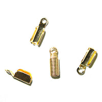 Leather Crimps Grooved Nickel & Gold