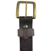 1.5"(38mm) Embossed Reptile Weave Brown Buffalo Leather Belt Handmade in Canada by Zelikovitz Size 26-46