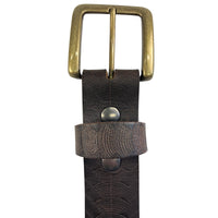 1.5"(38mm) Men's Embossed Reptile Weave Brown Buffalo Leather Belt Handmade in Canada by Zelikovitz Size 26-46