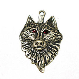 Image of 32601189-2 - Wolf W/Green Eyes Antique Silver Nicke/Lead Free