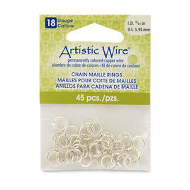 18 Gauge Artistic Wire Chain Maille Rings Round Silver 15/64" (5.95mm) 45 pc