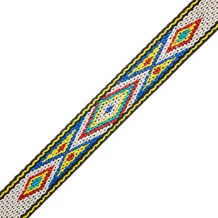 Image of 73501028-01 - 3/4" Woven Hitched Webbing Trim - White/Yellow - 5 Feet