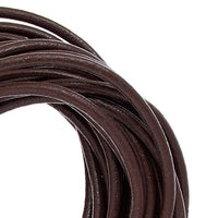 3mm Round Leather Cord - By The Yard - 3 Colors