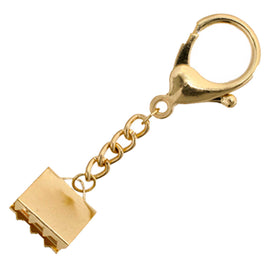 Key Chain-Lobster Trigger with Ribbon Cord End 18x17mm Gold Finish