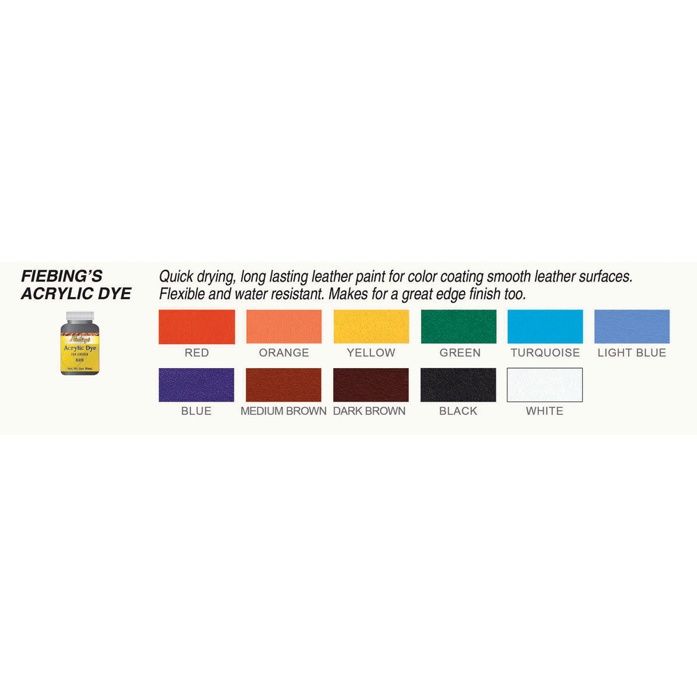 Fiebing's Acrylic Leather Dye Pack 11 Colors 1 Top Finish 2 Artist B