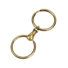 Steel Double Key Ring with Brass Connectors Antique Brass