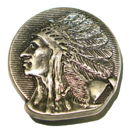 Indian Head Concho Left Facing 1.25" (32mm) Antique Silver Splashback