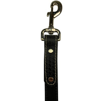 6 Foot Black Leather Dog Leash Basketweave - 1" wide