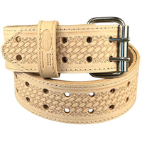 Leather Carpenters Tool Belt - Embossed Basketweave and Stitched