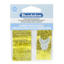 Beadalon Needles Size 12 Hard Beading Needles (12 Needles & 2 Threaders)