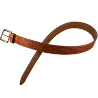 1.5"(38mm) Embossed Oak Full Grain Leather Belt Handmade in Canada by Zelikovitz Size 26-46