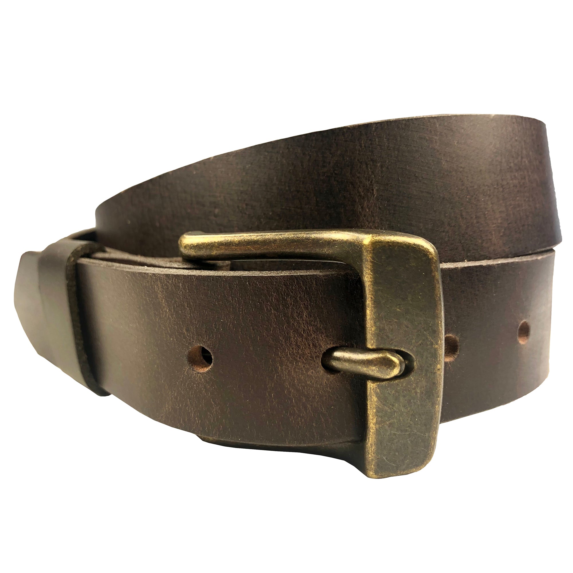 1.25(32mm) Men's Brown Solid Buffalo Leather Belt Handmade in Canada