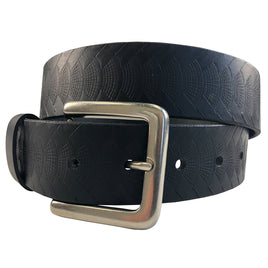 1.5"(38mm) Embossed Reptile Weave Black Buffalo Leather Belt Handmade in Canada by Zelikovitz Size 26-46