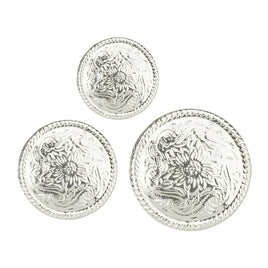 Rope Edge Engraved Rivet Back Conchos, NP