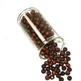 Image of 28615201-11 - Dark Brown Wood Bead Round 5mm  Czech 12 Grams