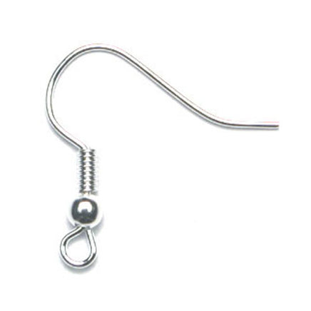 Image of 23610908 - Fish Hooks (Brass) Silver w/Ball & Spring 100 Pack