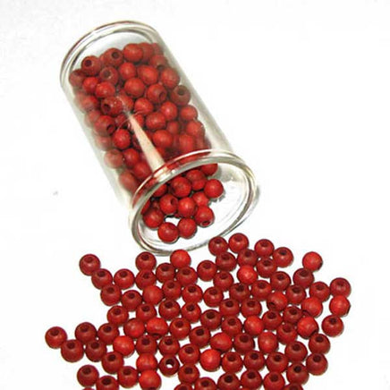 Image of 28615201-02 - Red Wood Bead Round 5mm Czech 12 Grams