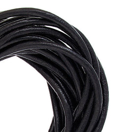 3mm Round Leather Cord - By The Yard - 3 Colors