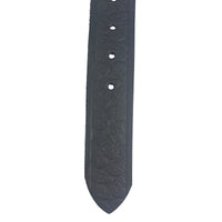 Black Solid Veg-Tan Leather Belt - Embossed Skulls 1.5"