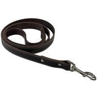 6 Foot Brown Leather Dog Leash Basketweave - 1" wide