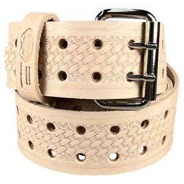 Leather Carpenters Tool Belt - Embossed Basket Weave