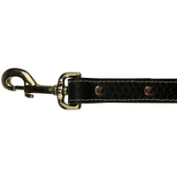 6 Foot Black Leather Dog Leash Basketweave - 1" wide