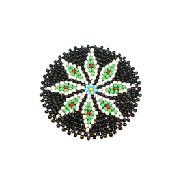 Beaded Rosettes 1-1/2" White on Black