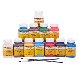Fiebing's Acrylic Leather Dye Pack - 11 Colors 1 Top Finish 2 Artist Brush