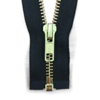 22" #5 YKK Open Black Metal Zipper - Gold Teeth