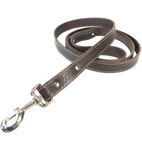 6 Foot Brown Leather Dog Leash Basketweave - 1" wide