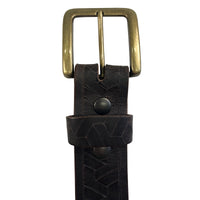 1.5"(38mm) Men's Embossed Geometric Weave Brown Buffalo Leather Belt Handmade in Canada by Zelikovitz Size 26-46
