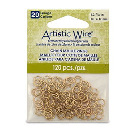 20 Gauge Artistic Wire Chain Maille Rings Round Brass,11/64" (4.37 mm) 120pc